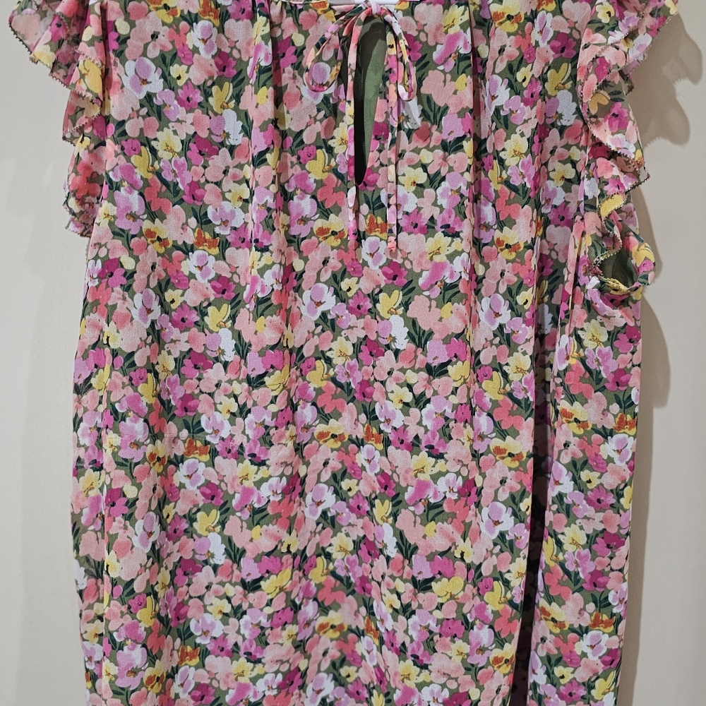 Floral Ruffle Sleeve Top